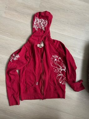 Hard Rock Cafe Red Hoodie with White Graphic